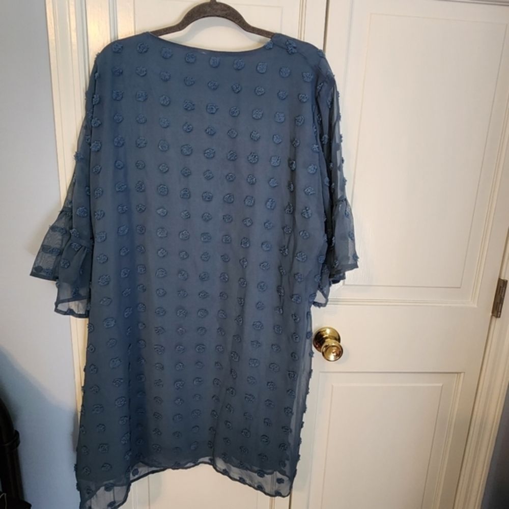 Puff sleeve 3/4 sleeves dress with accents on dress to make it stunningly unique - Picture 3 of 7